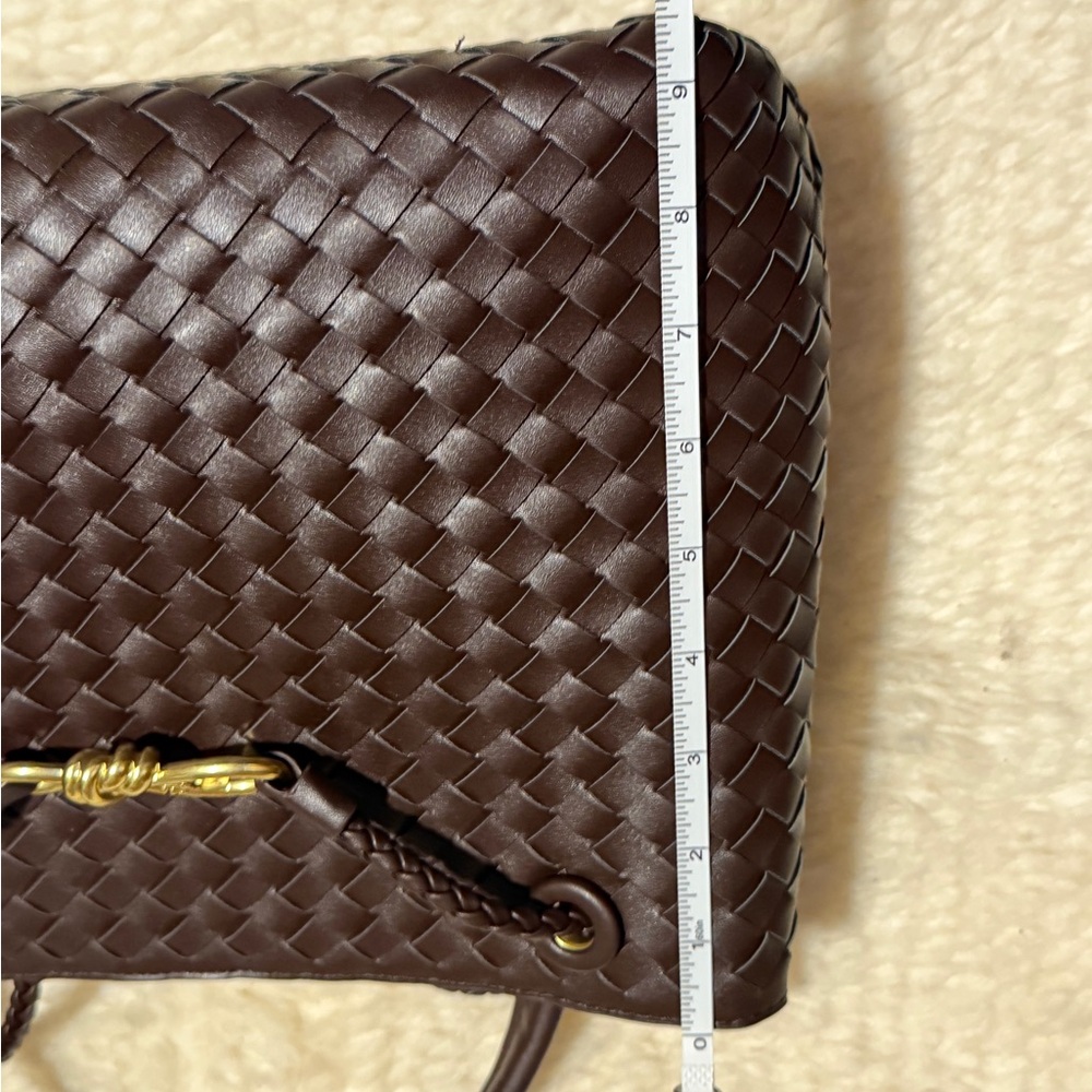 Handwoven Brown Leather Tote Bag - Picture 5 of 6